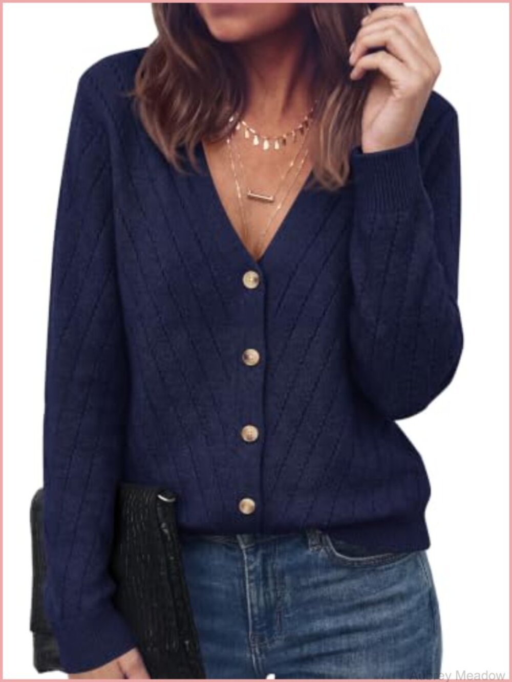 Cozy Knit Cardigan Sweater Buttons Lightweight